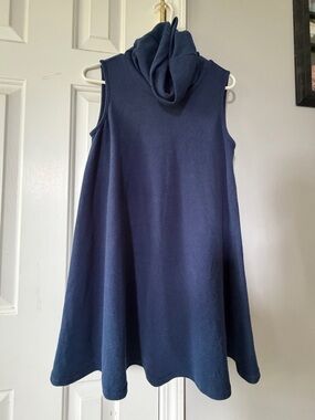 Sleeveless Navy Turtleneck Swing Dress